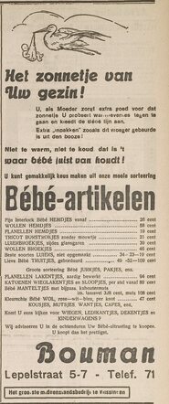 Vlissingsche Courant 28 februari 1940, pag. 7. Adv. Barend Bouman.