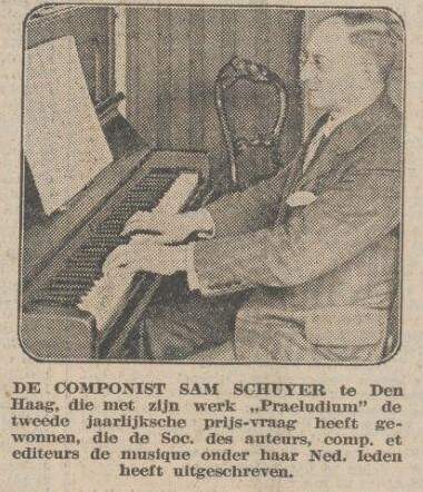 Voorwaarts sociaal-democratisch dagblad 30 december 1929, pag. 4. Samuel Schuijer, componist.