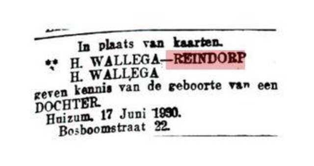 Geboorte dochter 1930