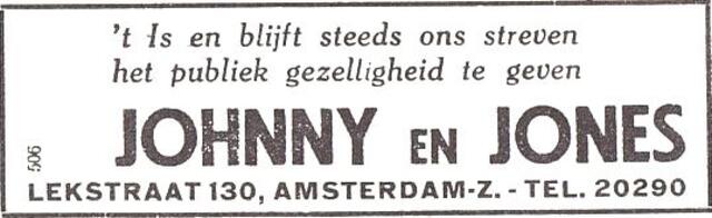 Advertentie van het duo Johnny & Jones