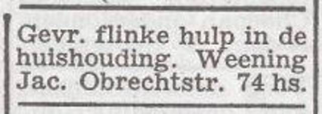 Advertentie van Fransje Weening-van Hess