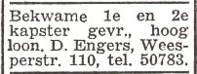 Advertentie van kapper David Engers