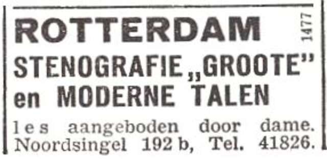 Advertentie van mw. Thérèse Zeckendorf