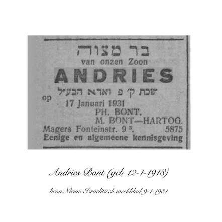 Andries Bont  bar mitswa