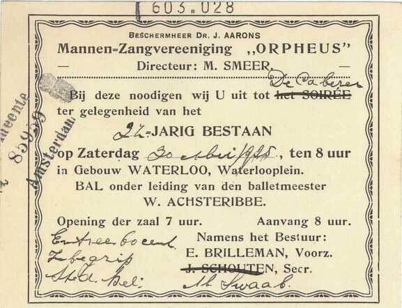 Mannen-Zangvereeniging “Orpheus” viert feest.