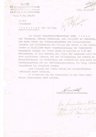 19440303 Van Gericht des KG over doodvonnis Levie Canes