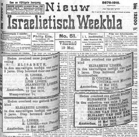 1916 Elisabeth Lisser overleden