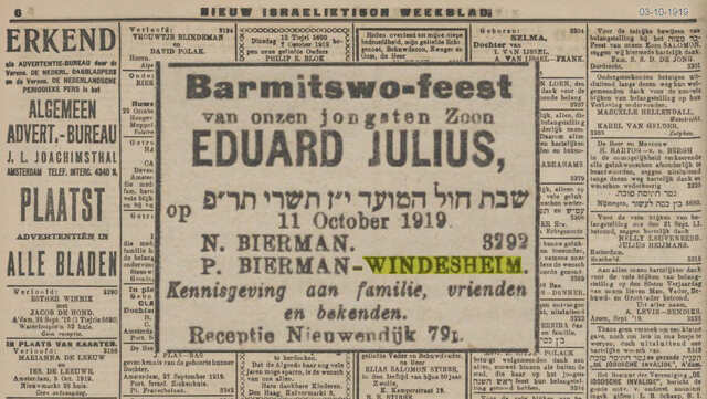 1919 advertentie Eduard Julius Bierman