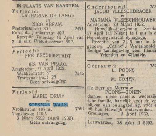 Verloving Soesman en Marretje