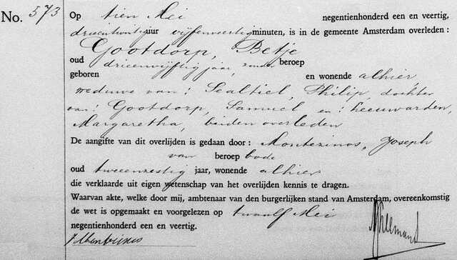 1941 Betje Gootdorp overleden
