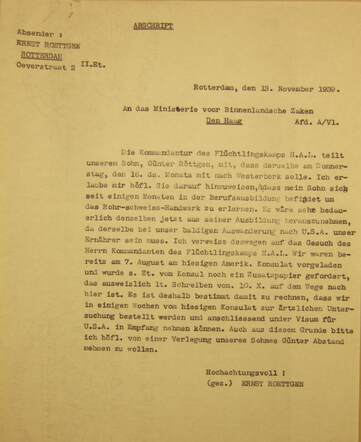transcript of letter Ernst Röttgen, Nationaal archief 2.04.58, inv 121