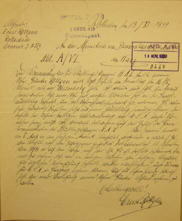 Letter by Ernst Röttgen, Nationaal archief 2.04.58, inv 121