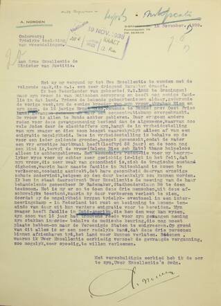 Abraham Norden vraagt toelating voor familieleden, Nationaal Archief 2.04.58, inv 121