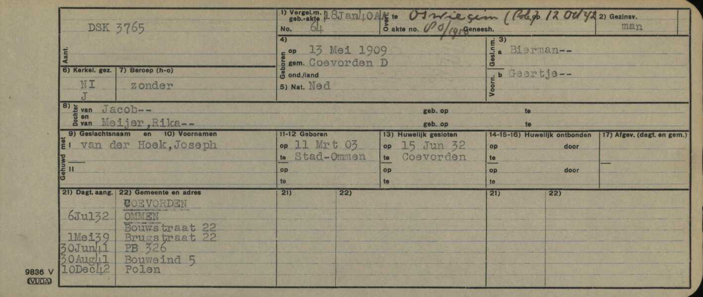 Persoonskaart Geertje Bierman