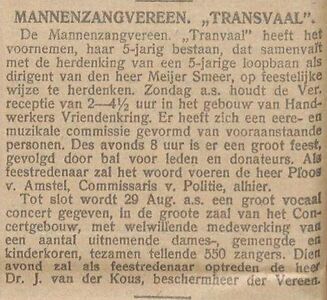 Het 5-jarig bestaan van "Transvaal".