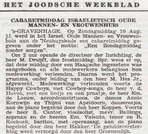 Cabaretmiddag in 1941.