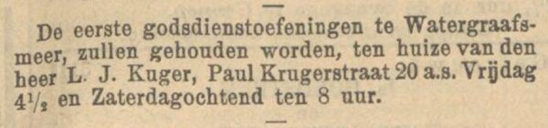 De eerste godsdienstoefening!
