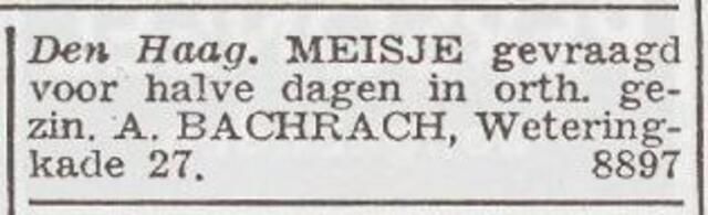 Advertentie 'personeel gevraagd' van Abraham Bachrach