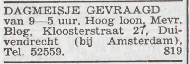 Advertentie 'personeel gevraagd' van Rozina Blog-van Adelsbergen