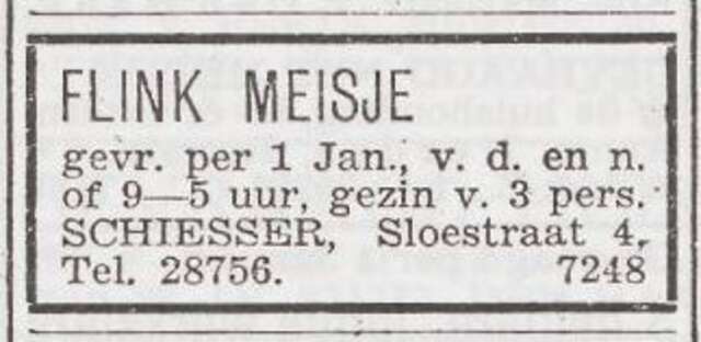 Advertentie 'personeel gevraagd' van Bruno Schiesser