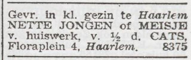 Advertentie 'personeel gevraagd' van Rachel Nanette Cats-Mendes da Costa