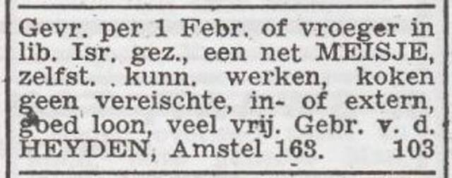 Advertentie 'personeel gevraagd' van Machiel van der Heijden