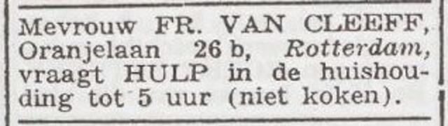 Advertentie 'personeel gevraagd' van Eveline van Cleeff-Spanjaard