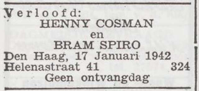 Bekendmaking van de verloving van Heintje Cosman en Bram Spiro