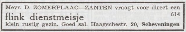 Advertentie  'personeel gevraagd' van Debora Zomerplaag-van Zanten