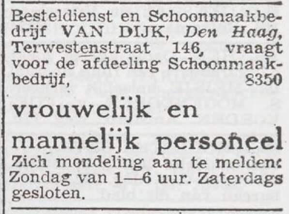 Advertentie 'personeel gevraagd' van Emanuel van Dijk