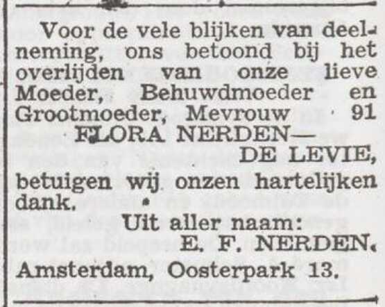 Dankbetuiging van de familie Emile Nerden