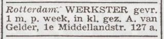 Advertentie 'personeel gevraagd' van Abraham van Gelder