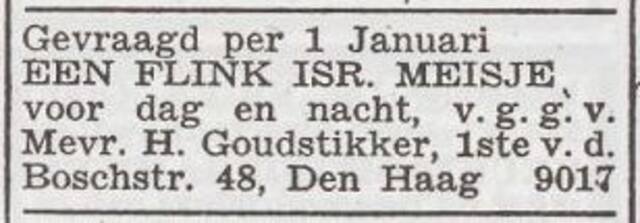 Advertentie 'personeel gevraagd' van Helen Goudstikker-Gompes