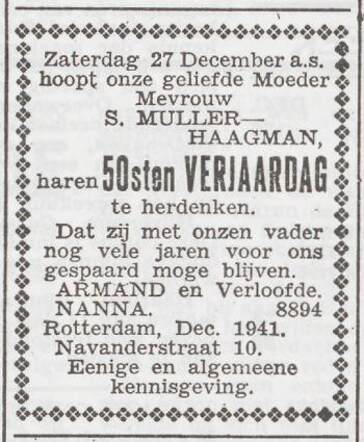 Viering van de 50ste verjaardag van Sara Muller-Haagman