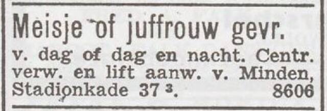 Advertentie 'personeel gevraagd' van Jacob van Minden