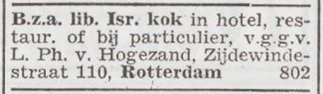 Advertentie 'personeel aangeboden' van Louis Philippe van Hogezand