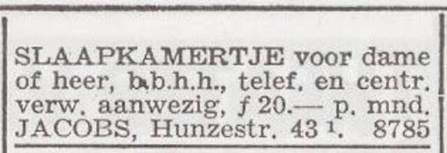 Advertentie 'te huur aangeboden' van Emanuel Jacobs