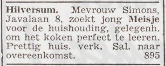 Advertentie 'personeel gevraagd' van Bertha Siemons-Kamp