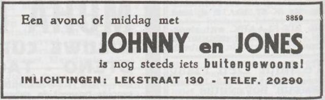 Advertentie van het duo Johnny & Jones