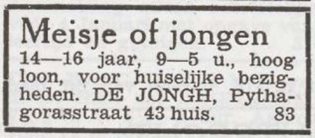 Advertentie 'personeel gevraagd' van Judic de Jongh-Blits