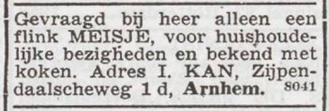 Advertentie 'personeel gevraagd' van Izak Kan