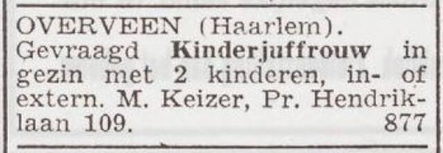 Advertentie 'personeel gevraagd' van Mozes Keizer