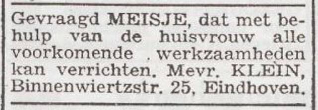 Advertentie 'personeel gevraagd' van Julia Klein-Silverenberg