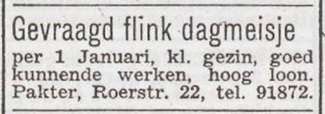 Advertentie 'personeel gevraagd' van Jonas Pakter