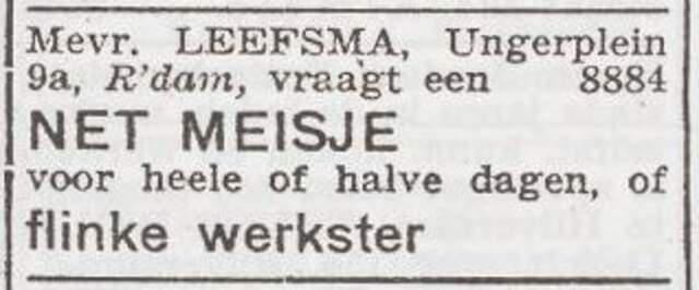 Advertentie 'personeel gevraagd' van Eva Leefsma-Schwarz