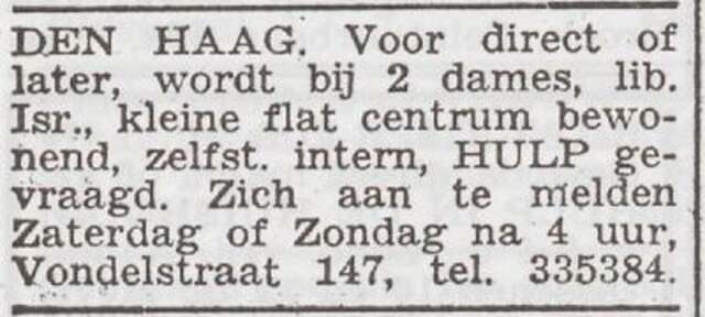 Advertentie 'personeel gevraagd' van Leentje Spanjaard-van Cleeff