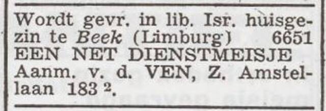Advertentie 'personeel gevraagd' van Emanuel van der Ven