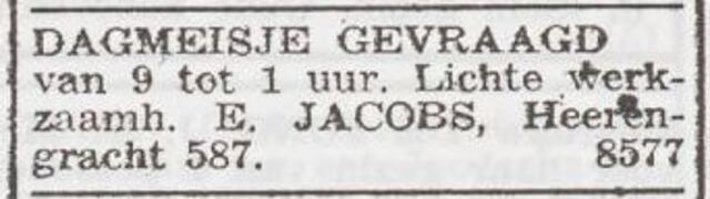 Advertentie 'personeel gevraagd' van Eliazar Jacobs