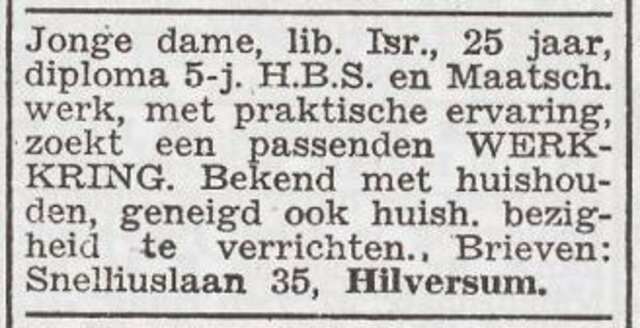 Advertentie 'personeel aangeboden' van Lize Rosa van Lier