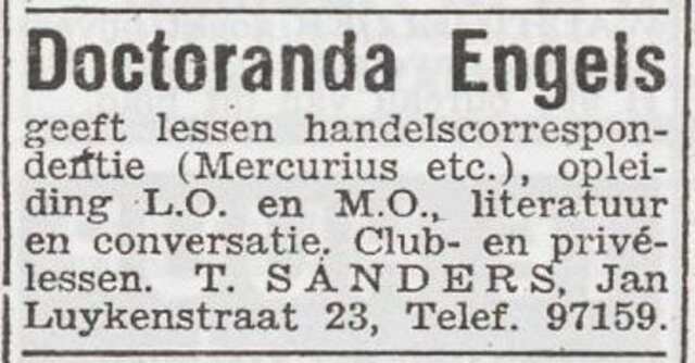 Advertentie van Florentina Sanders